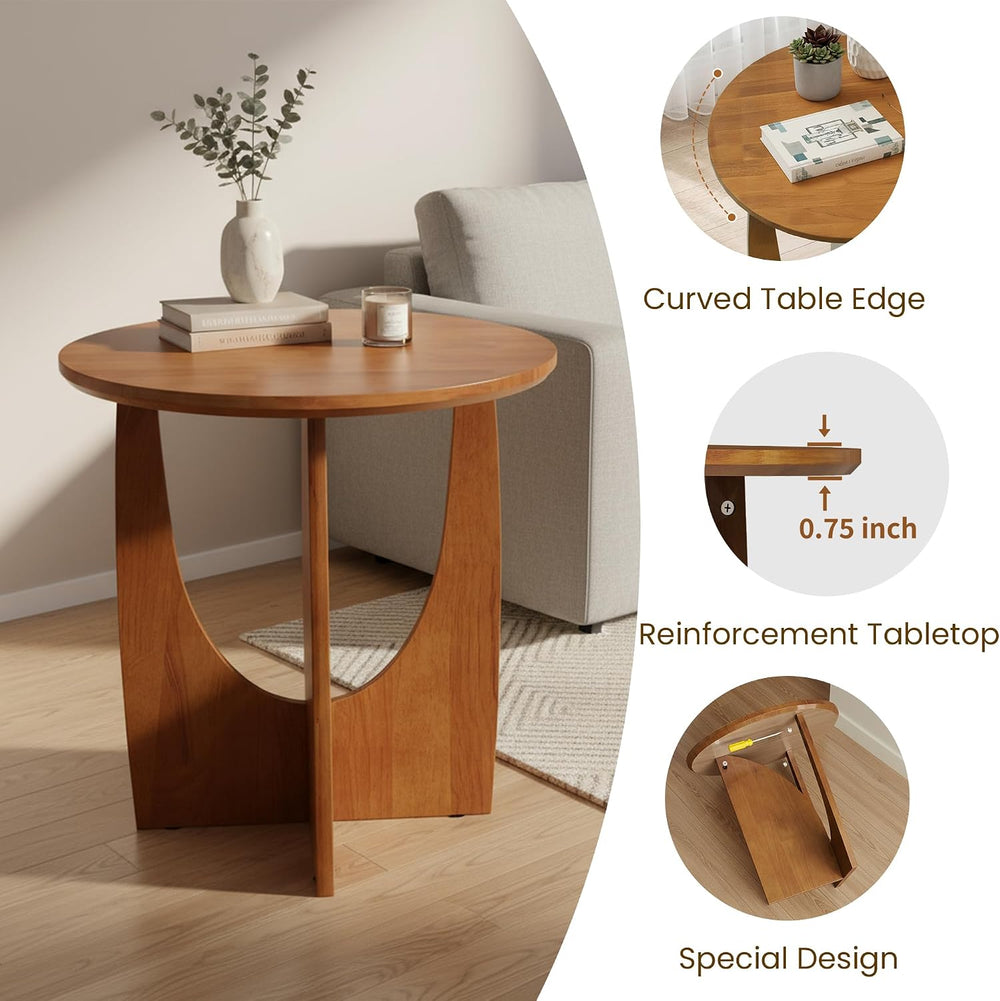 Round End Side Table - 19.7" Unique Tall Round Side Tables Living Room, ...