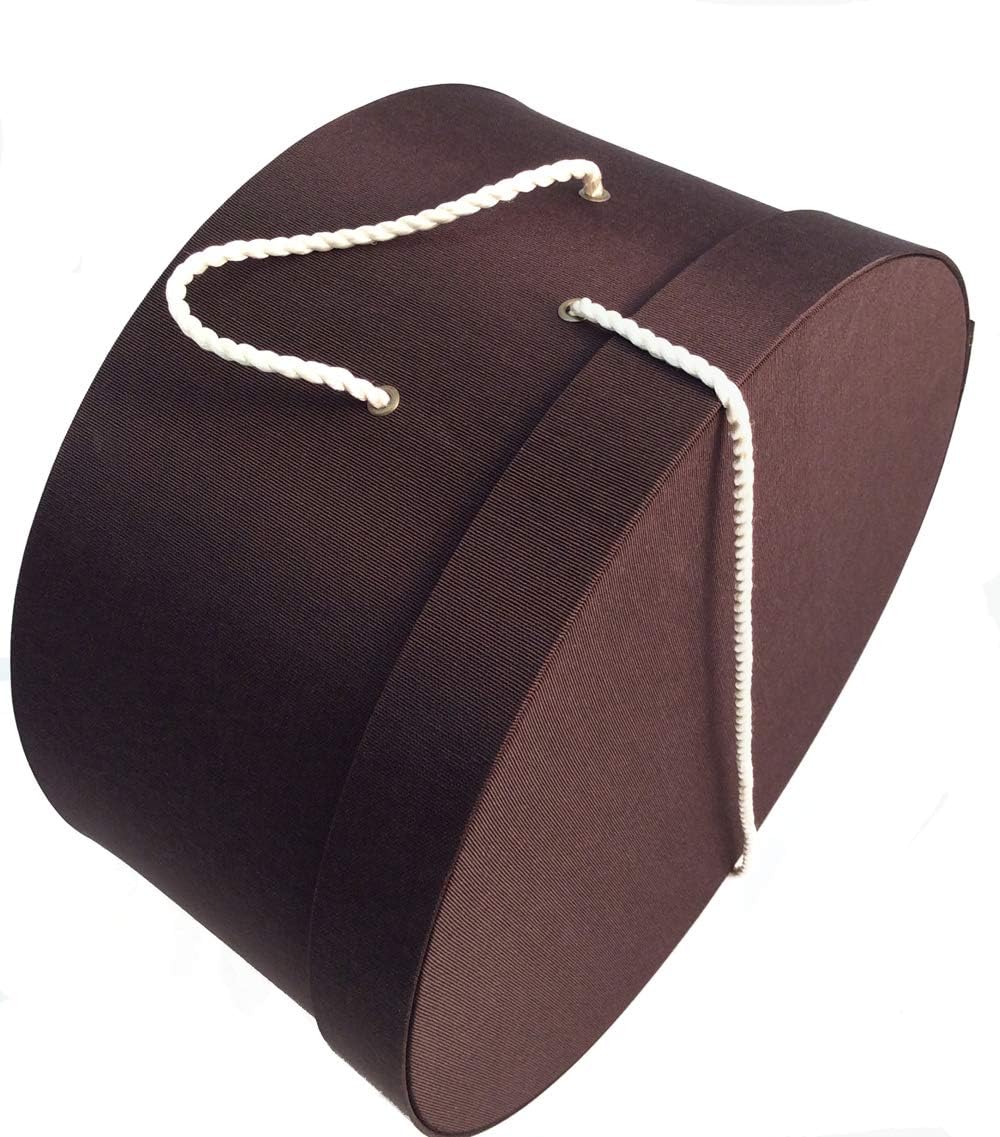 Sarah's Hat Boxes Classic Brown Hat Box – 21.5" x 11.5" (Dia. x Ht.) Handmade in USA – Odorless Non-Toxic Adhesive, Cording Handle – Premium Storage for Hats & Accessories