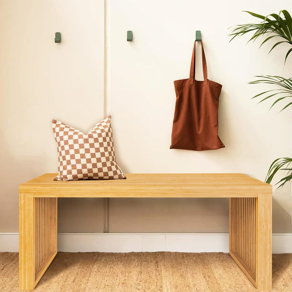 Bamboo Dining Bench, Wood Bench, Bench Seat Wooden for Kitchen, Living Room, ...