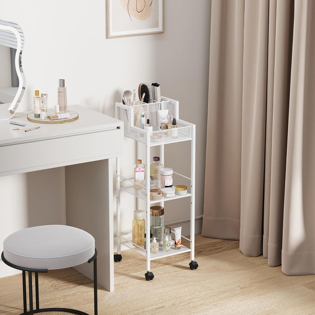 VITVITI Metal Hair Tool Organizer Shelf for Bathroom, 3 Tiers Hair Product Organizers Cart Floor Stand, Curling Irons Straighteners Storage Makeup Organizers for Vanity (White Color)