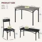Garvee Dining Table Set for 4, Kitchen Table with Upholstered Bench and 2 Chairs, 4-Piece Wooden Dining Table Set for Apartment, Dining Room, Small Space, Gray