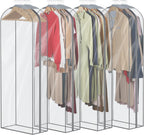 Zilink Fur Coat Storage Bags Dress Bags for Gowns Long 60 in, 4 Pack | 10 in Gussted, Wrinkle Free, Breathable, Mink Coat Storage Bag for Hanging Clothes for Leather Jacket Fur Puffy Dress