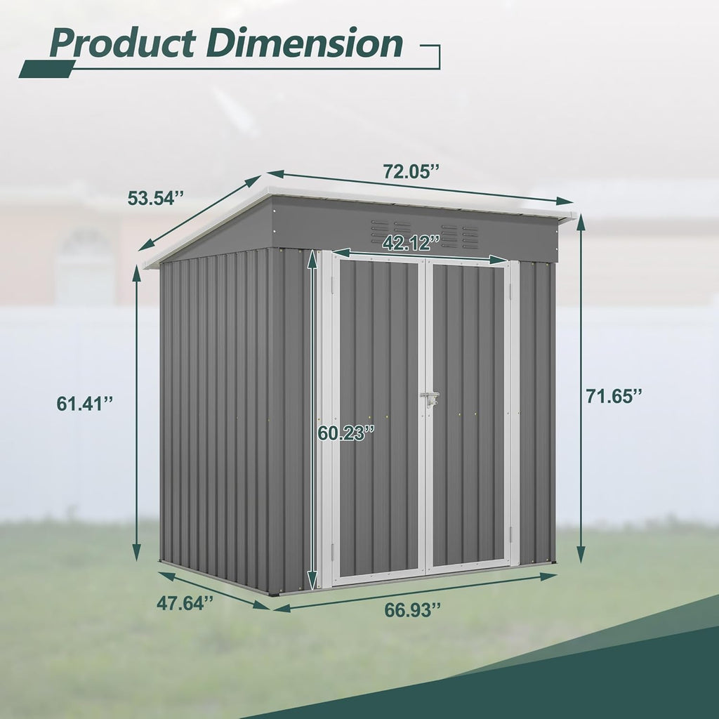 Ball & Cast 6x4FT Storage Shed with Lockable Door,Heavy Duty Outdoor Metal Sheds with Punched Vent, Waterproof Tool Sheds for Garden,Backyard,Lawn,Easy to Assemble,Gray