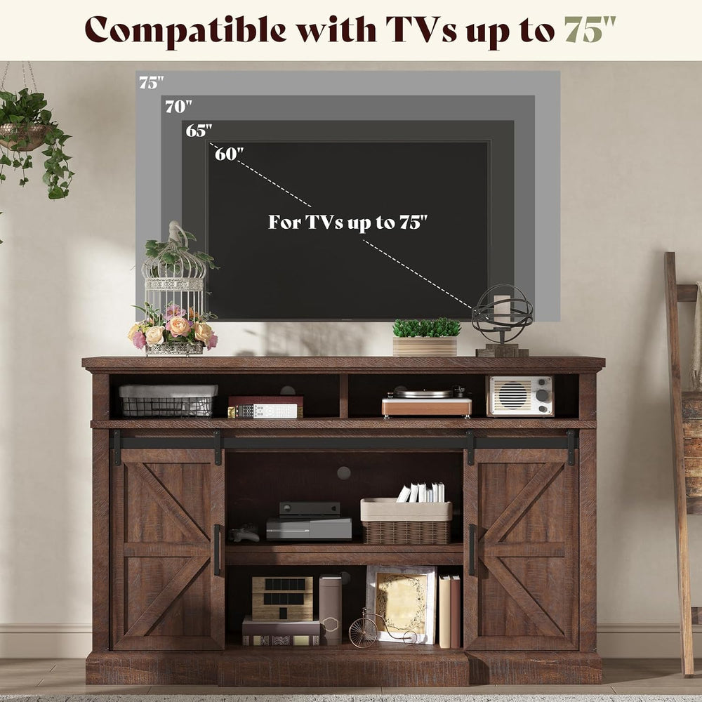 AMERLIFE 4-Piece Living Room Table Set with 66" TV Stand, Barnwood | Cof...