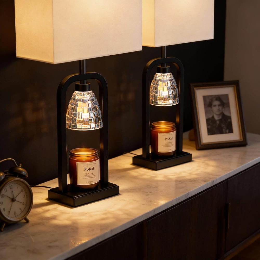 PoKat Electric Candle Warmer Lamps Gold, Lamp Candle Warmers with Timer Dimme...