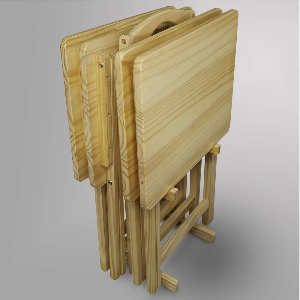 Casual Home 5pcs Tray Table Set, Natural (New), 14.75 in x 19 in x 25.5 in