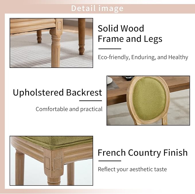 French Country Dining Chairs Set of 4, Olive Green Kitchen & Dining Room ...