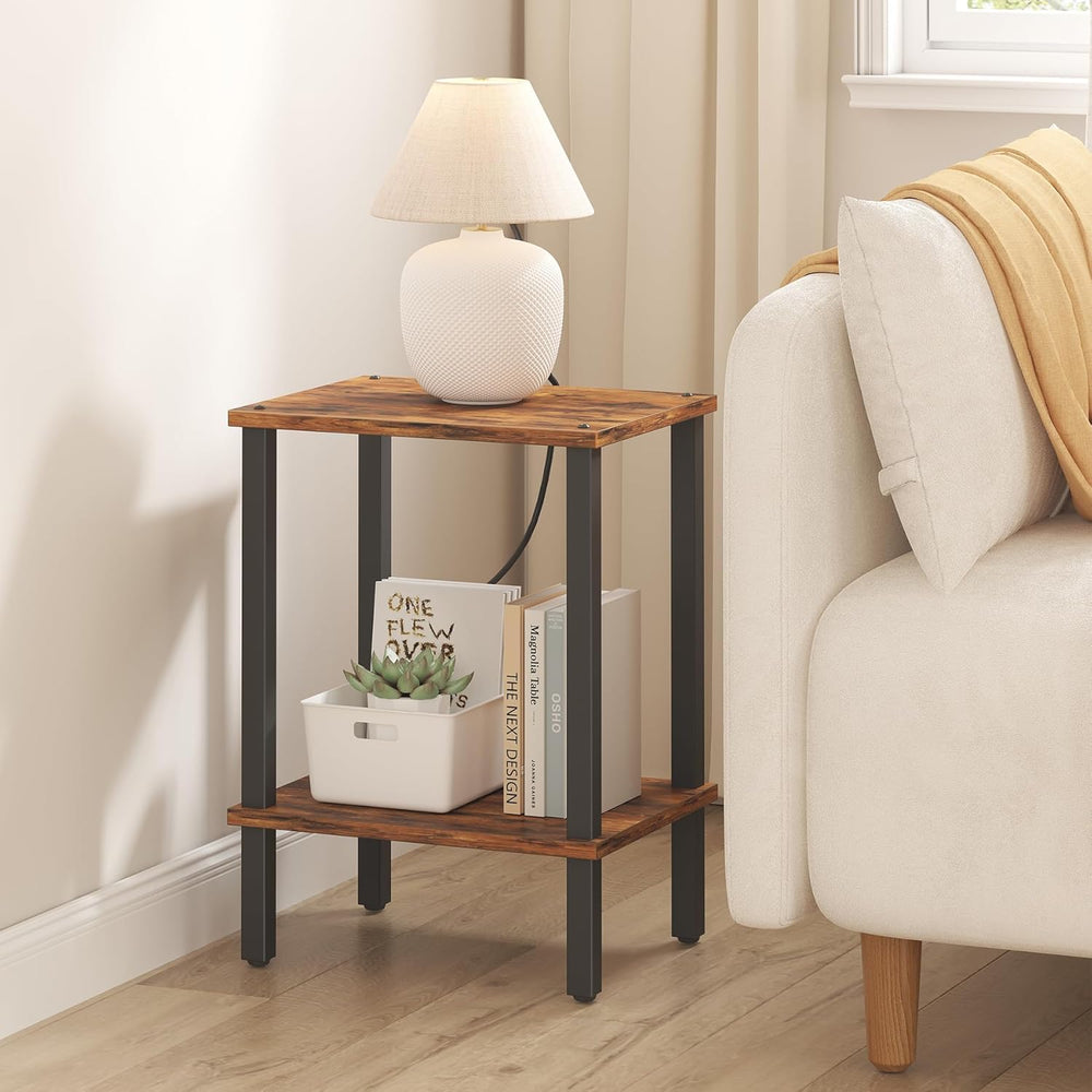 TUTOTAK End Table, Set of 2, Side Table, Nightstand, 2-Tier Storage Shelf, So...