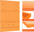 TORACK 3 PCS Metal Pegboard Panels(12x24 inch) for Wall Garage Tools Storage Pegboard for Workbench, Modular Peg Board Tool Organizer Board Kit(Pack of 3, Orange)