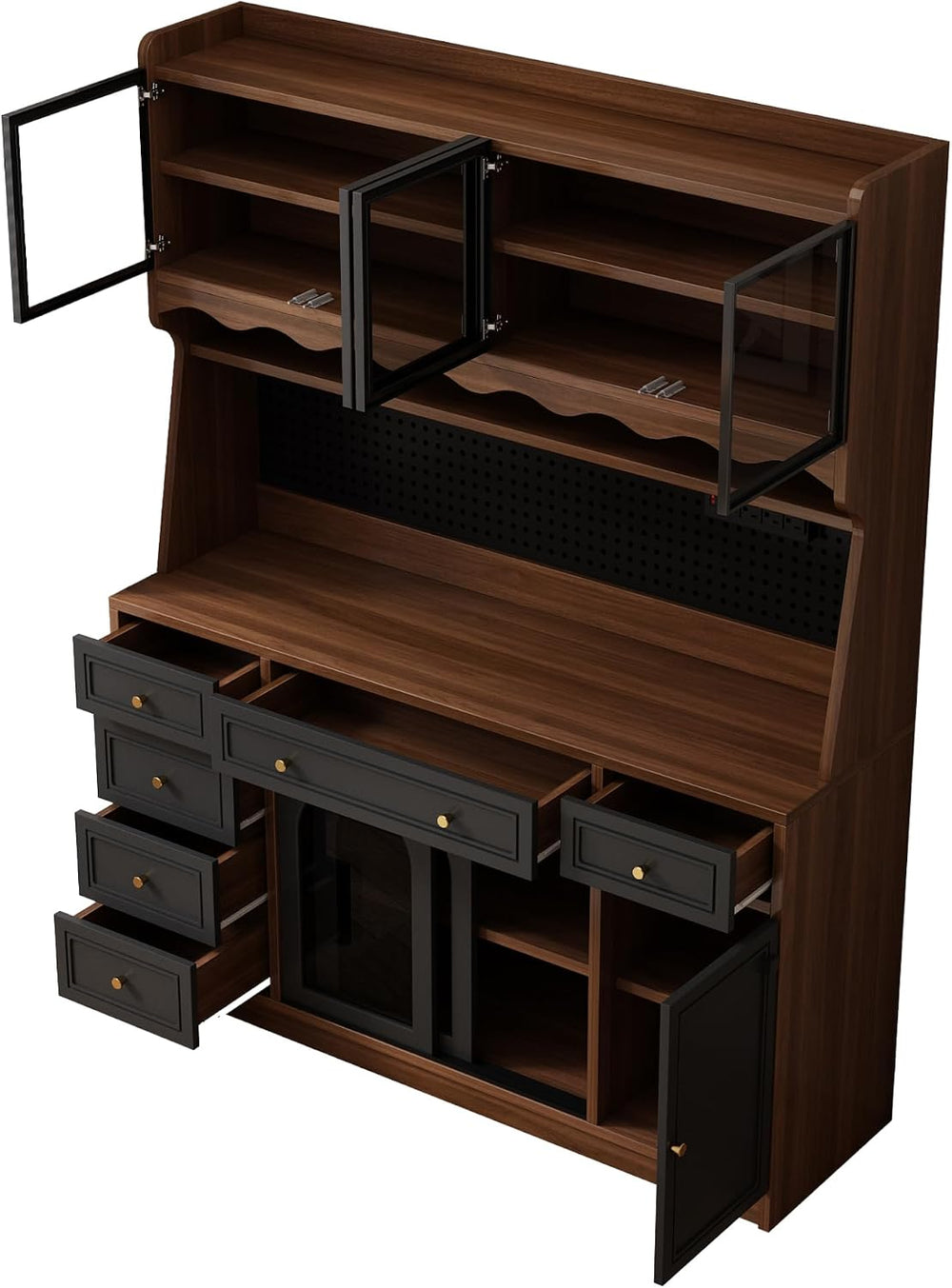 63'' Kitchen Pantry Cabinet with Power Outlet,Large Kitchen Hutch Cab...