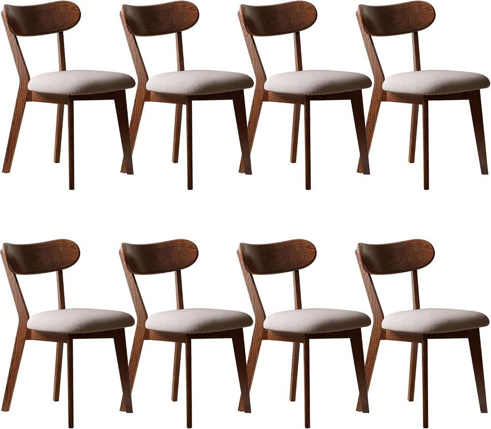 Modern Solid Wood Dining Chair Set of 8, Kitchen Dining Room Chair with Uphol...
