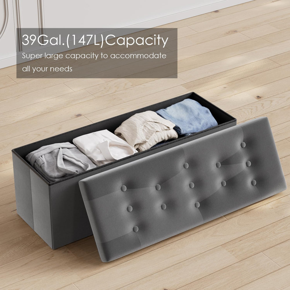 PRANDOM Jumbo Ottoman with Storage [1-Pack] Velvet Folding Small Square Foot ...