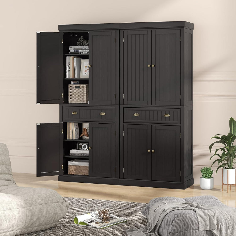 Tangkula 72" H Kitchen Pantry Cupboard Cabinet, Traditional Freestanding...
