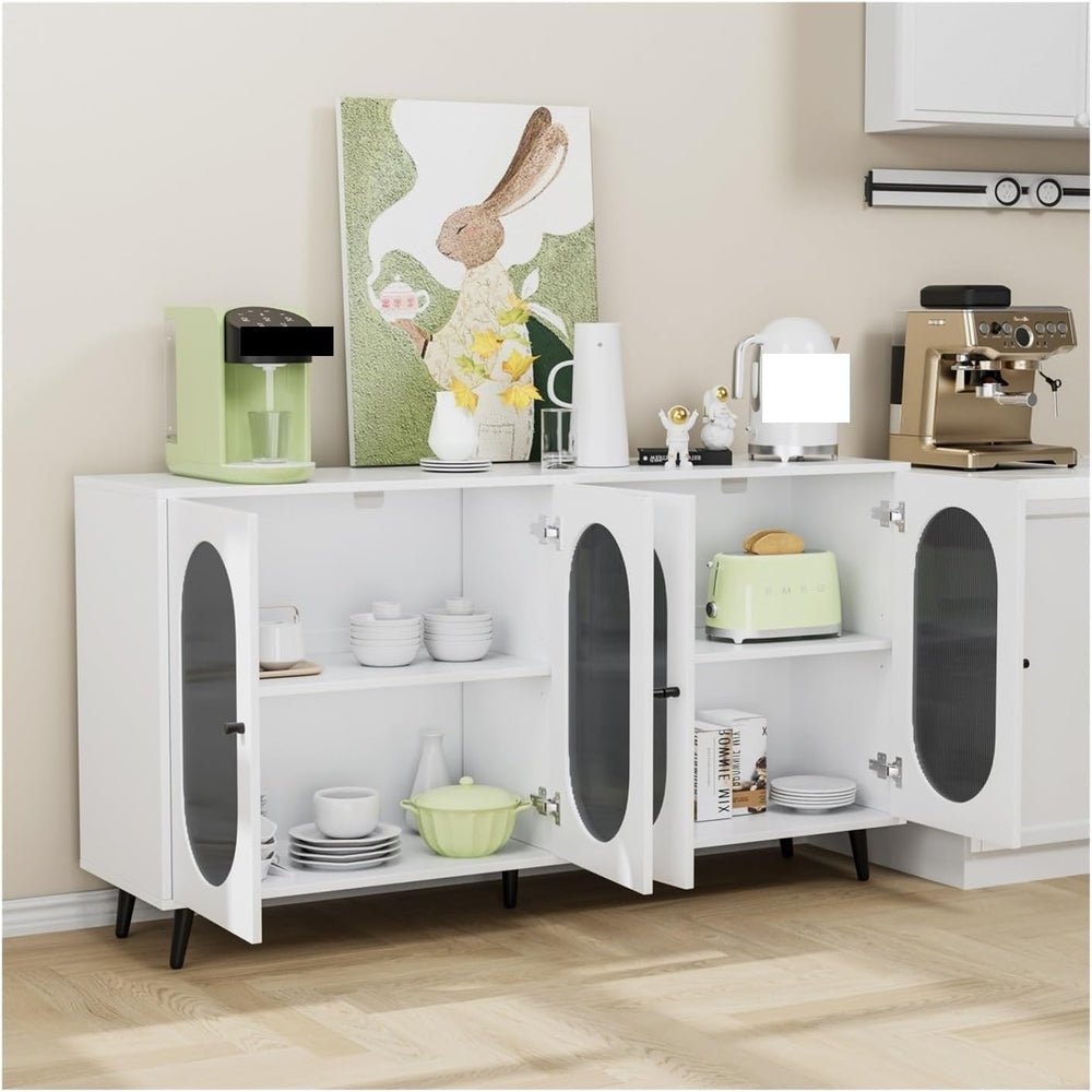 Modern Accent Sideboard Cabinet with Acrylic Doors, Freestanding Storage Cupb...