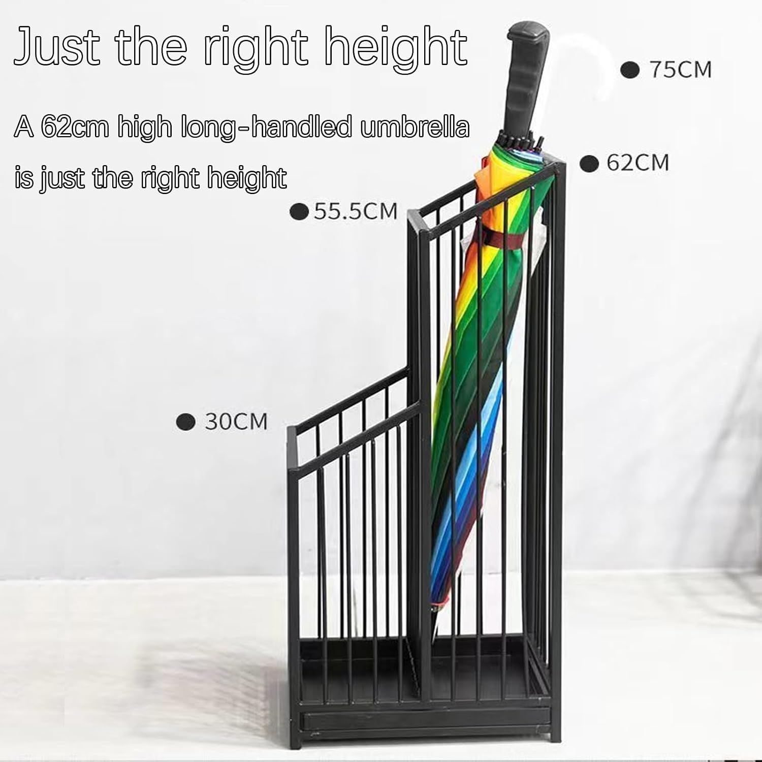 Indoor Metal Umbrella Stand，Umbrella Storage，Tall Metal Standing Umbrella Holder，Umbrella Holder for entryway，for Hotel，Offices，Home，Commercial(Gold,40 * 25 * 62cm/16 * 8 * 24.4in)