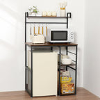 LUCKUP Mini Fridge Cabinet Microwave Stand with Shelf Storage, 4 Tiers Kitchen Bakers Rack with Adjustable Feet for Kitchen Dorm Space Saving, Rustic Brown