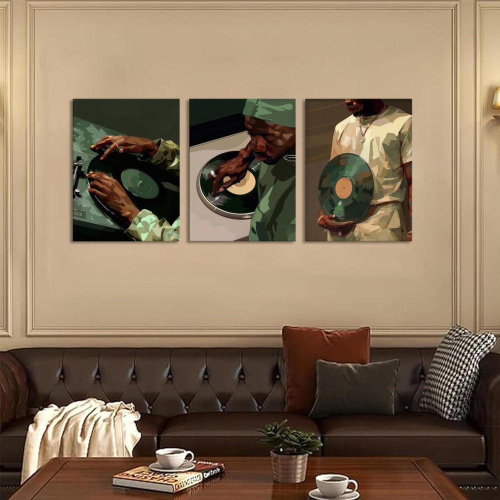 African American DJ Wall Art Black Men Canvas Posters Wall Decor Black Cultur...