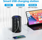 Power Strip Surge Protector Tower with 16 Outlets and 5 USB Ports (2 USB-C), 10ft Extension Cord, 45° Flat Plug, Charging Station for Home, Office, Dorm Room Essentials (Black)