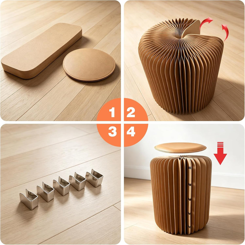 17 Inch Folding Paper Stool, 660lb Load Kraft Honeycomb Structure, 1.2" ...
