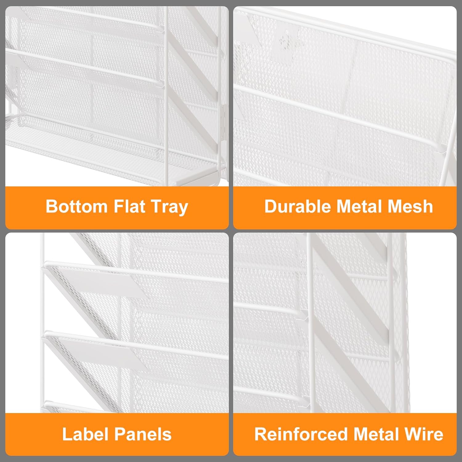 Kuntine.B Wall File Organizer Hanging Magazine Holder (White, 7 Tier)