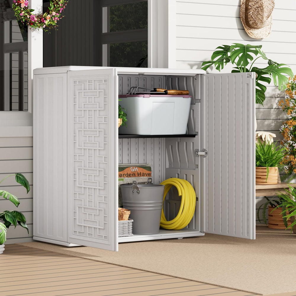 HOMSPARK Indoor/Outdoor Storage Cabinet with Doors and Shelf, 34”x15”x36” HDP...