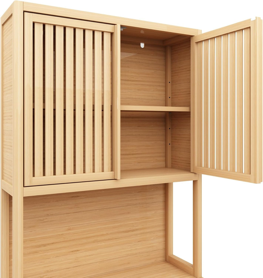 Freestanding Pantry Dideboard, Tall Bookcase Locker, Storage Cabinet for Main...