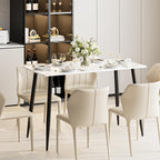 Garden 4 you Wood Dining Table for 4-6 People, Modern Rectangular Indoor Dinner Table, 47" Metal Frame Kitchen Table with Legs for Kitchen, Dining Room, Living Room, White