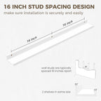 Axeman Floating Shelves for Wall - Picture Ledge Shelf Set of 2-36 Inch White Floating Shelves with Lip - Picture Shelf for Wall with Ledge - Photo Ledge Shelves for Pictures Nursery Books