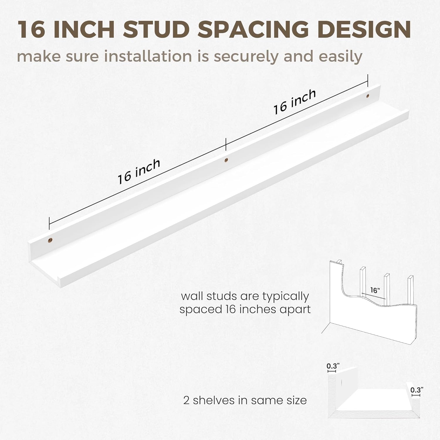 Axeman Floating Shelves for Wall - Picture Ledge Shelf Set of 2-36 Inch White Floating Shelves with Lip - Picture Shelf for Wall with Ledge - Photo Ledge Shelves for Pictures Nursery Books