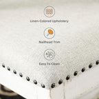 Signature Design by Ashley Valebeck Farmhouse Cushioned Dining Chair, 2 Count, Nailhead Trim, Fabric Upholstery, Solid Wood, 39" Seat Height, Whitewash
