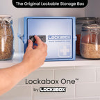 Lockabox One™ | Premium Medicine Lock Box | Medium Medication Lock Box With Code For Medicines, Vitamins & Supplements | External Size 12 x 8 x 6.6 inches (Medi Blue)