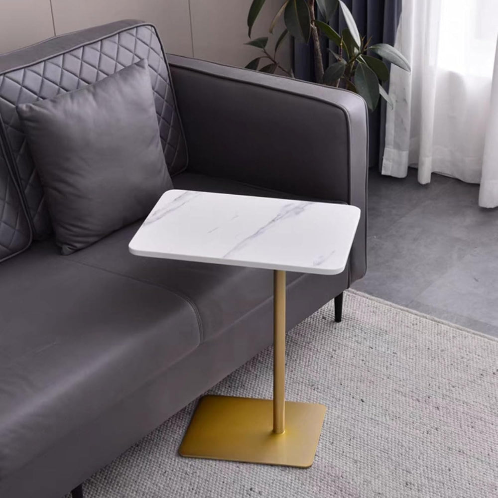 Drsyffsup Outdoor Coffee Table Side End Table with Marble Effect Top and Gold...