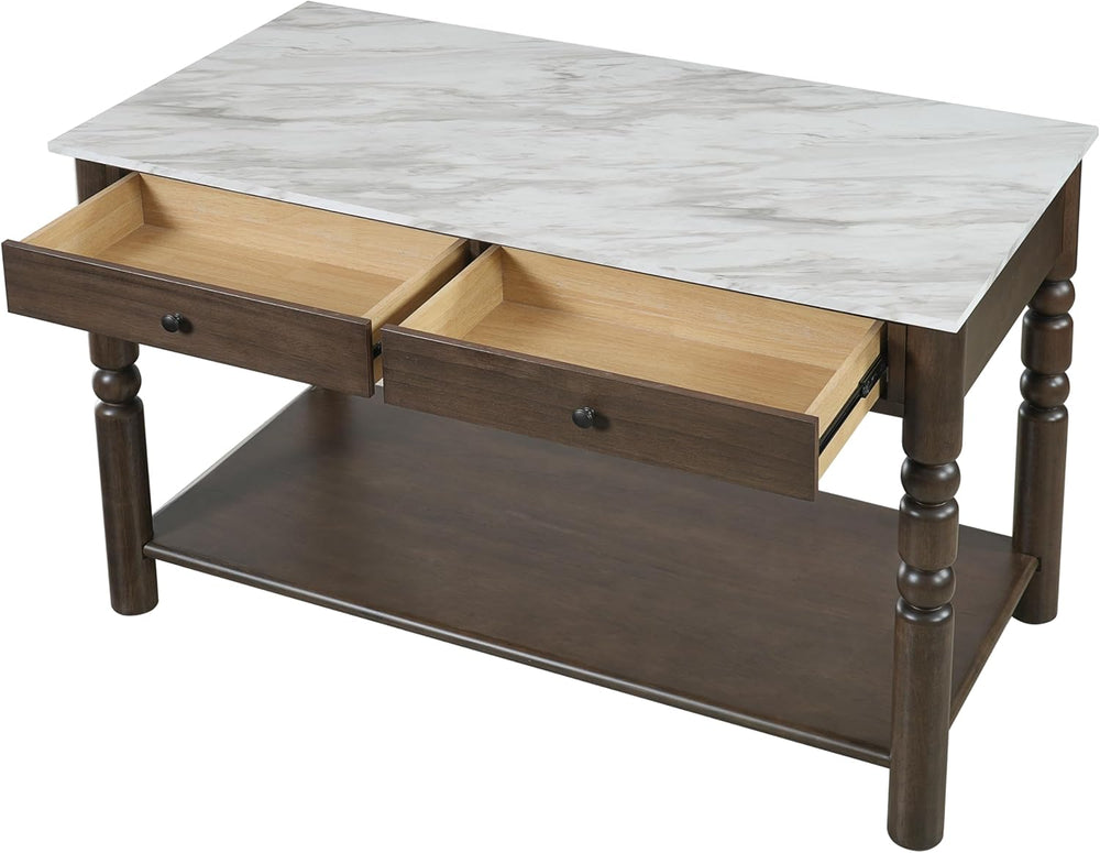 Merax Kitchen Island with Storage, 4 Drawers, Farmhouse Wood Island Table | K...