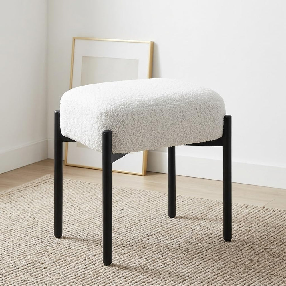 Vanity Stool Chair Faux Fur, 16.3" L x 12.8" W x 17.3" H Soft ...
