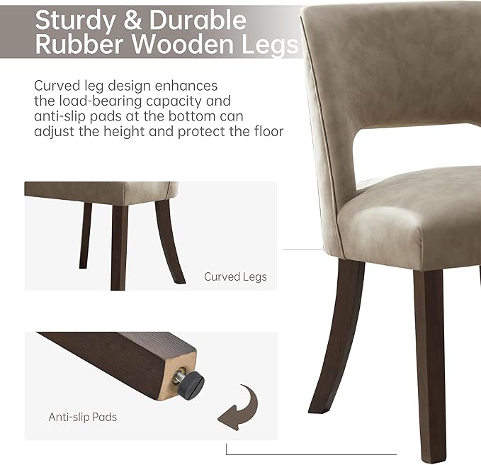 VKNOW Modern Dining Chairs Set of 6, Faux Leather Upholstered Dining Room Cha...