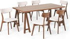 Christopher Knight Home Rachel Mid-Century Modern 7 Piece Dining Set with A-Frame Table, Light Beige + Walnut