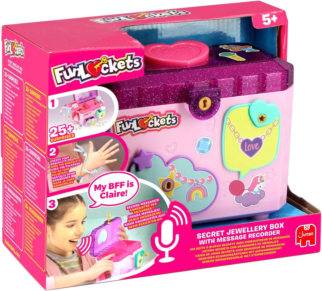 Electronic Jewellery Box with Voice Recorder - Secret Compartment - 25 Surprises - Accessories for Jewellery Making - Age 5