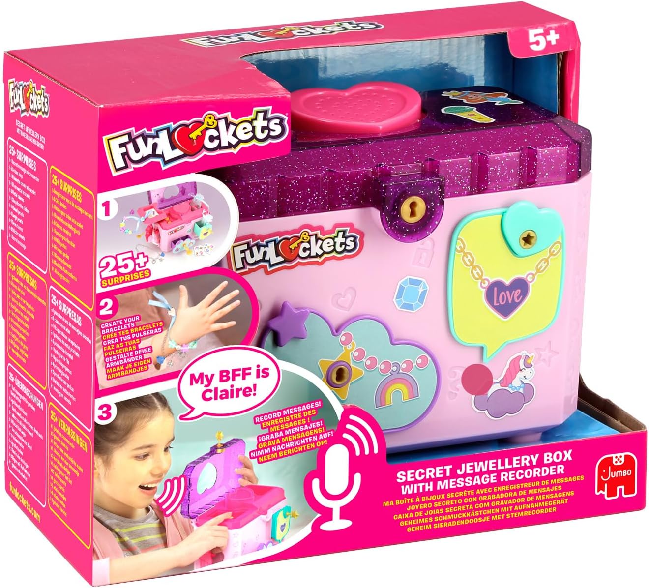 Electronic Jewellery Box with Voice Recorder - Secret Compartment - 25 Surprises - Accessories for Jewellery Making - Age 5
