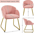 Yaheetech Flower Shape Velvet Vanity Chair, Modern Side Armchair Makeup Chair no Wheels with Golden Metal Legs for Living Room/Dressing Room/Bedroom/Home Office/Kitchen, Pink