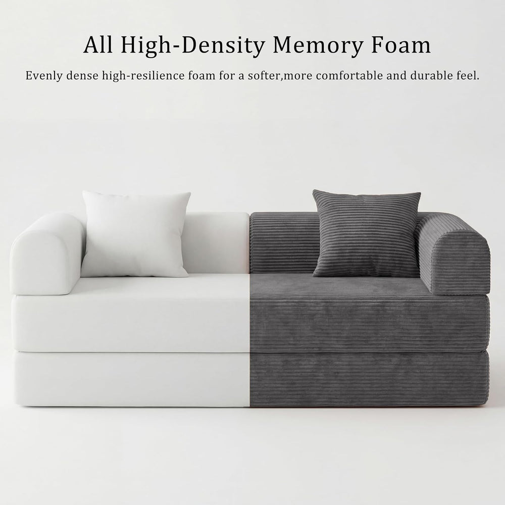 Futon Sofa Bed Modular Loveseat Sleeper Folding Pull Out Couch with Pillows, ...