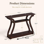ZenStyle Wood Console Table with with Charging Station, 3 Tier Modern Accent Sofa Table for Entryway, Living Room, Hallway, 53 in Wide, Easy Assembly