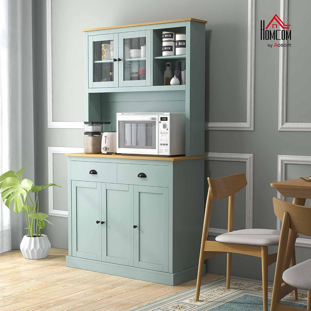 HOMCOM Kitchen Pantry Storage Cabinet with Microwave Stand, 71" Modern K...