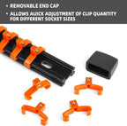 Socket Organizer Drive ABS Tools - Orange Socket Holder, Premium Quality 12 Pieces Socket Holders Kit 1/4-Inch x 64 Clips, 3/8-Inch x 60 Clips, 1/2-Inch x 48 Clips（12PC,Orange)