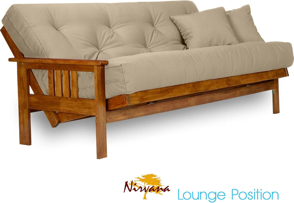 Stanford Futon Set - Full Size, Frame, 8" Twill Khaki Mattress