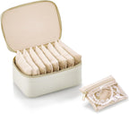 Vlando Gifts for Her,Travel Jewelry Case with 8 Velvet Jewelry Bags Jewelry Travel Organizer Box for Girls Jewelry Box for Rings Earrings Brides Gifts Birthday Gifts for Women Teen(White)