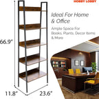 Hobby Lobby 5 Tier Industrial Ladder Shelf, 23.6 x 11.8 x 66.9 inches | Wood Ladder Shelf, Storage Ladder Shelves for Living Room, Bedroom