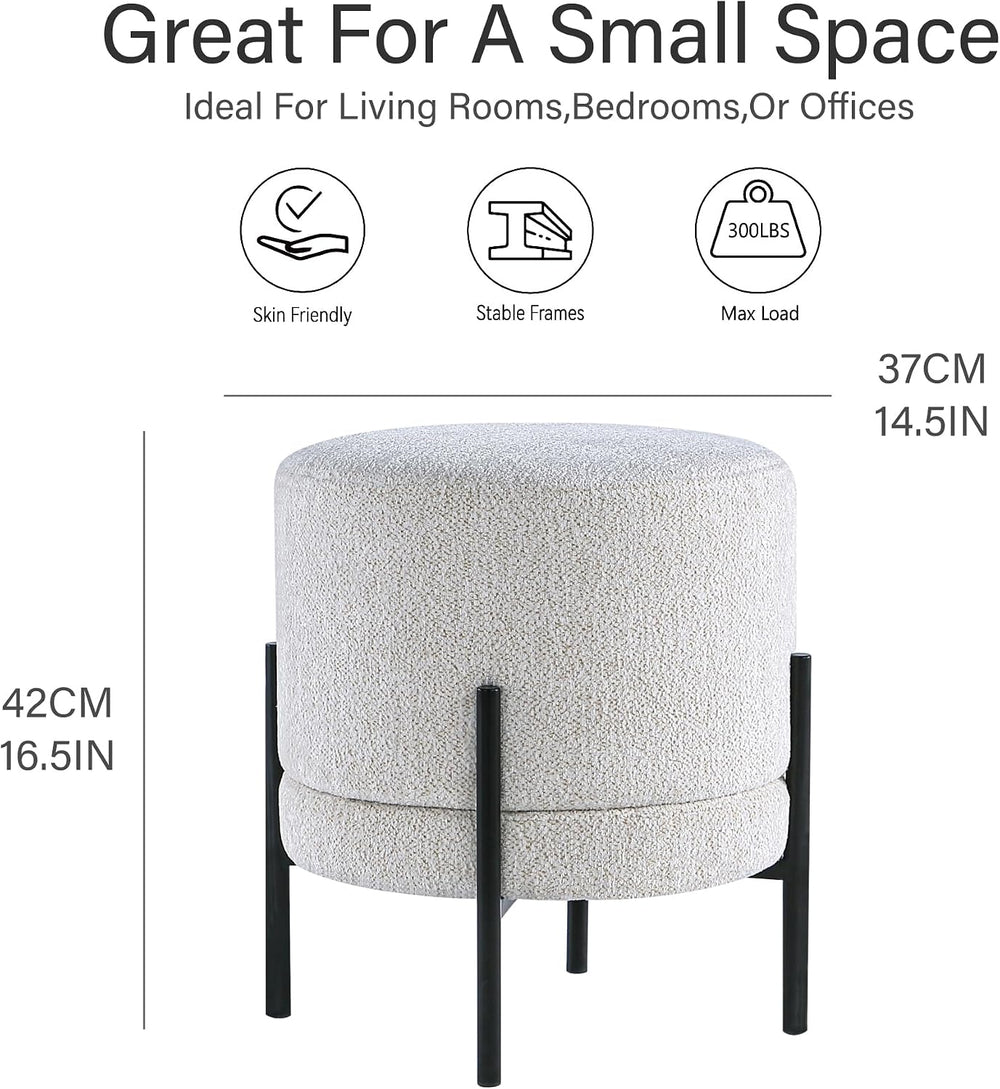 Get Set Style Multifunctional Ottoman with Side Table, Soft Round Footrest St...