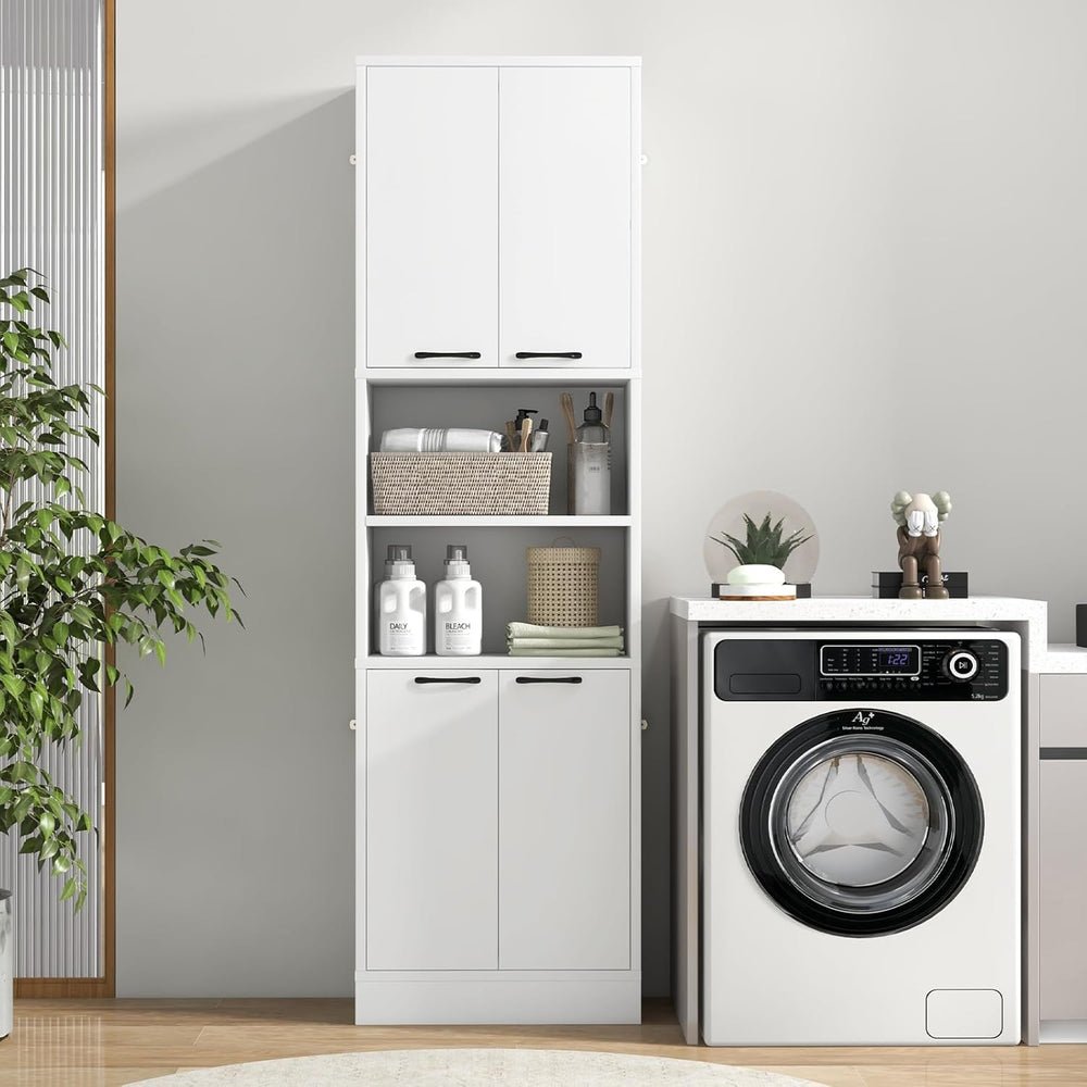 75” Kitchen Pantry Cabinet, Tall Freestanding Kitchen Hutch with 4 Doors, 2 O...