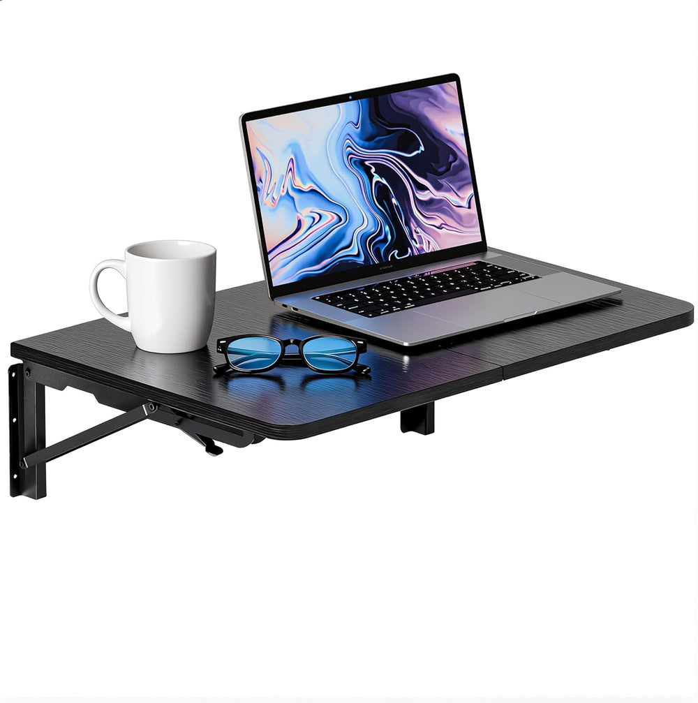 TEAMIX Wall Folding Table, Wall Mounted Floating Table Bedside Shelf for Smal...