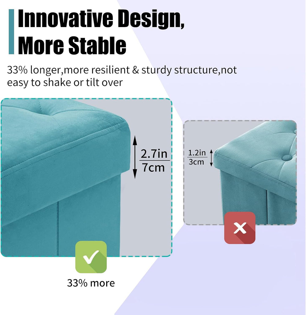 BRIAN & DANY 43 Inches Folding Storage Ottoman Bench, Velvet Ottoman with...